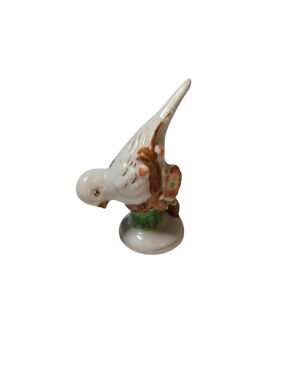 Vintage Porcelain Ceramic White Bird figurine On Branch Occupied Japan *READ*